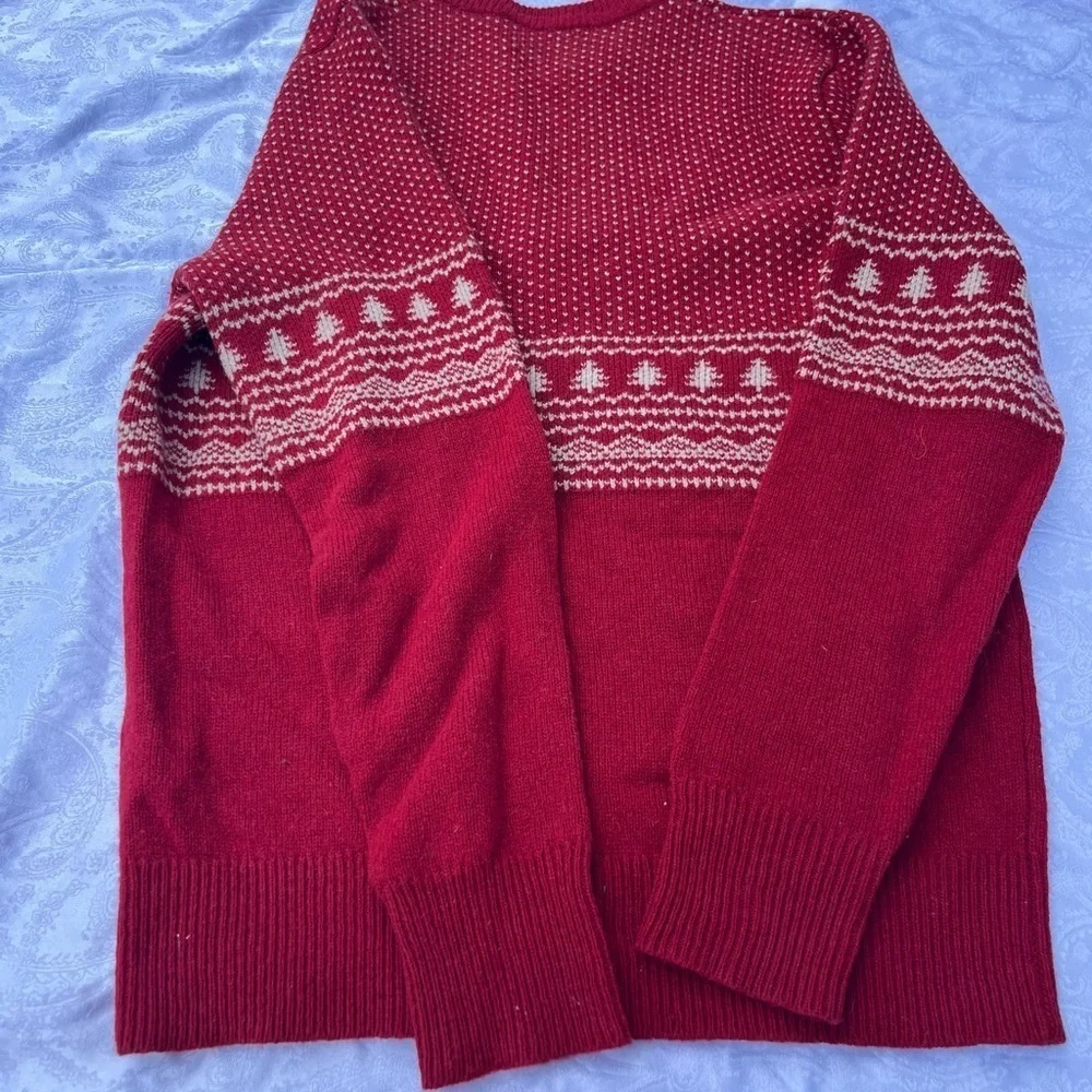 J. Crew Men's Small Red 100% Lambs Wool Ski Graphic Sweater